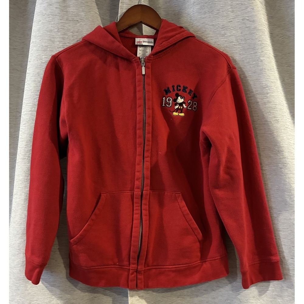Disney Full Zip Red Mickey Mouse Hoodie‎ Sweatshirt Size XL